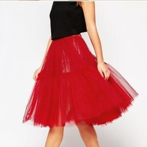 Asos Elegant Red Tulle Skirt